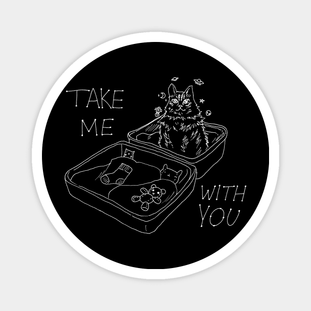 Suitcase Cat - Take Me With You Magnet by saradaboru